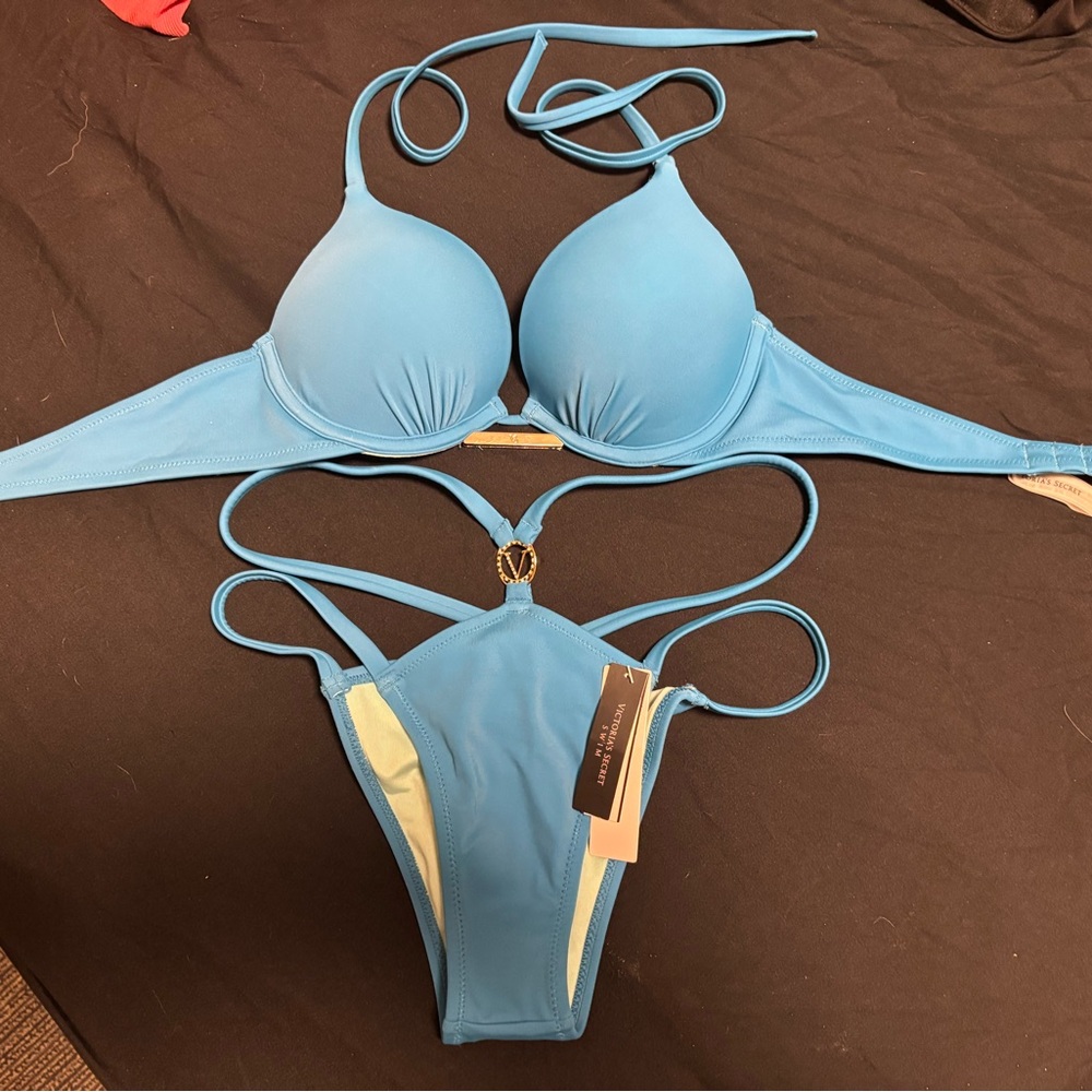 Victoria's Secret Blue Bikini with Push-Up Top and Side Ties